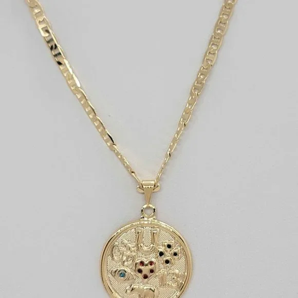 Last One Brand New Brazilian 18k Gold Filled Multi Lucky Charms Necklace - Picture 6 of 7